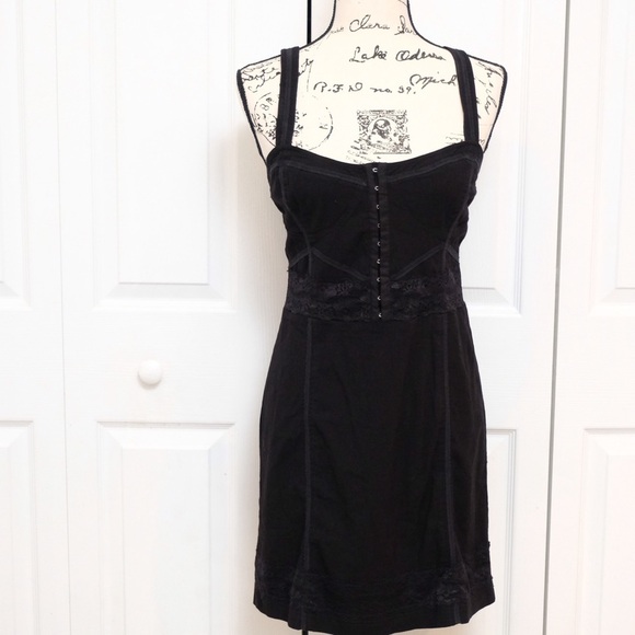 Free People Lace Me Up Black Bodycon Corset Dress - Picture 1 of 14